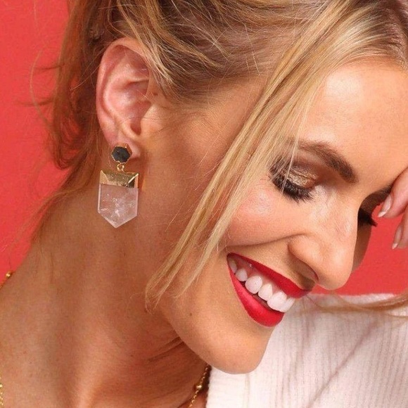 Quartz Point Statement Earrings - New - Picture 3 of 16